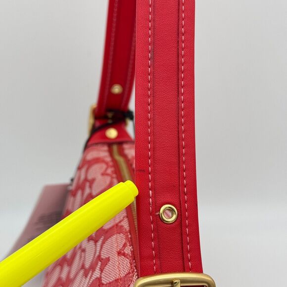 Coach Demi Signature Jacquard Shoulder Bag Purse Handbag Retro Mini Y2K Red NEW - Picture 6 of 16